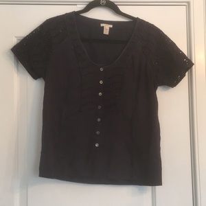 JCrew Navy Eyelet Top